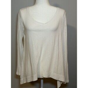 Cynthia Rowley Women’s Top Size M White Long Sleeve Shirt V Neck Cotton Blouse